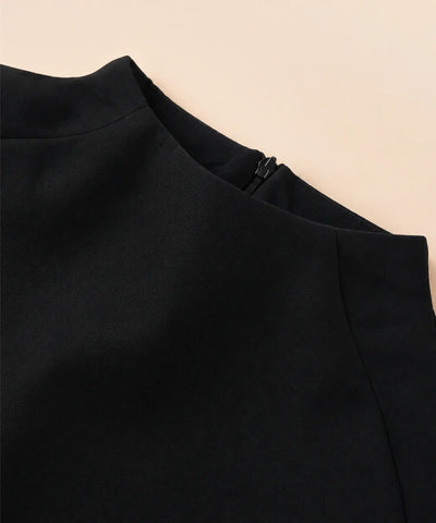 Comprar blusa capa feminina gola alta sem mangas cropped zíper traseiro social casual preta e branca em promoção ZARA