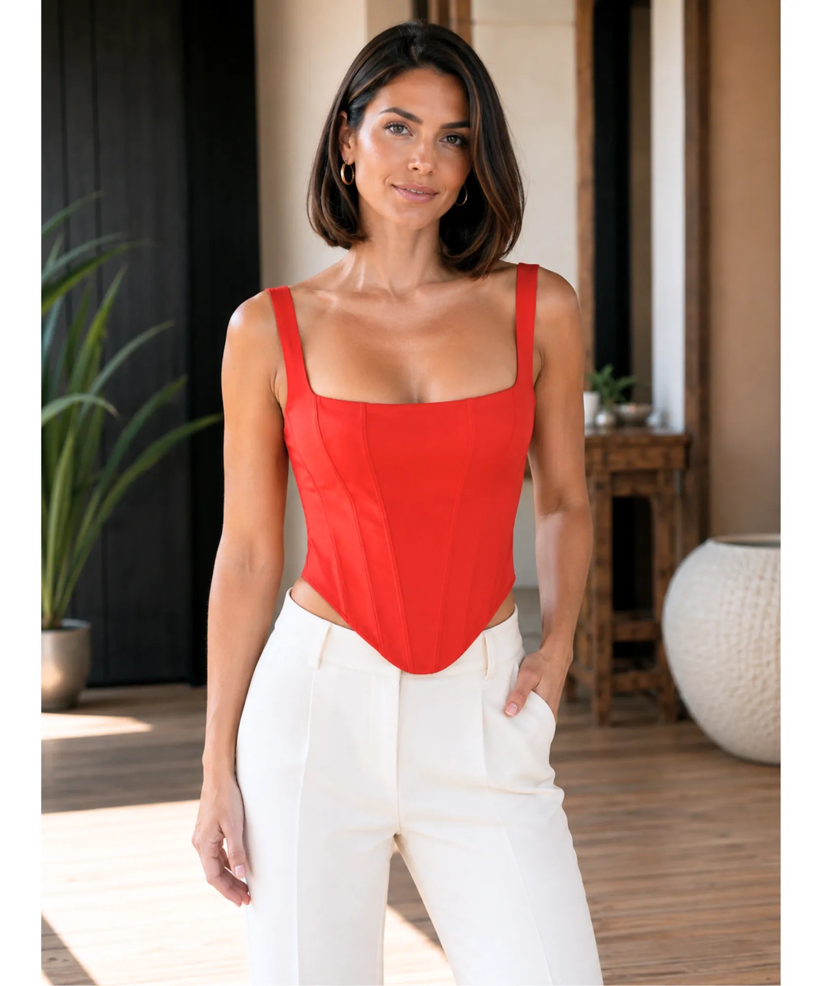 Comprar blusa corset feminina malha preta decote quadrado modeladora com zíper em promoção ANELLIMN
