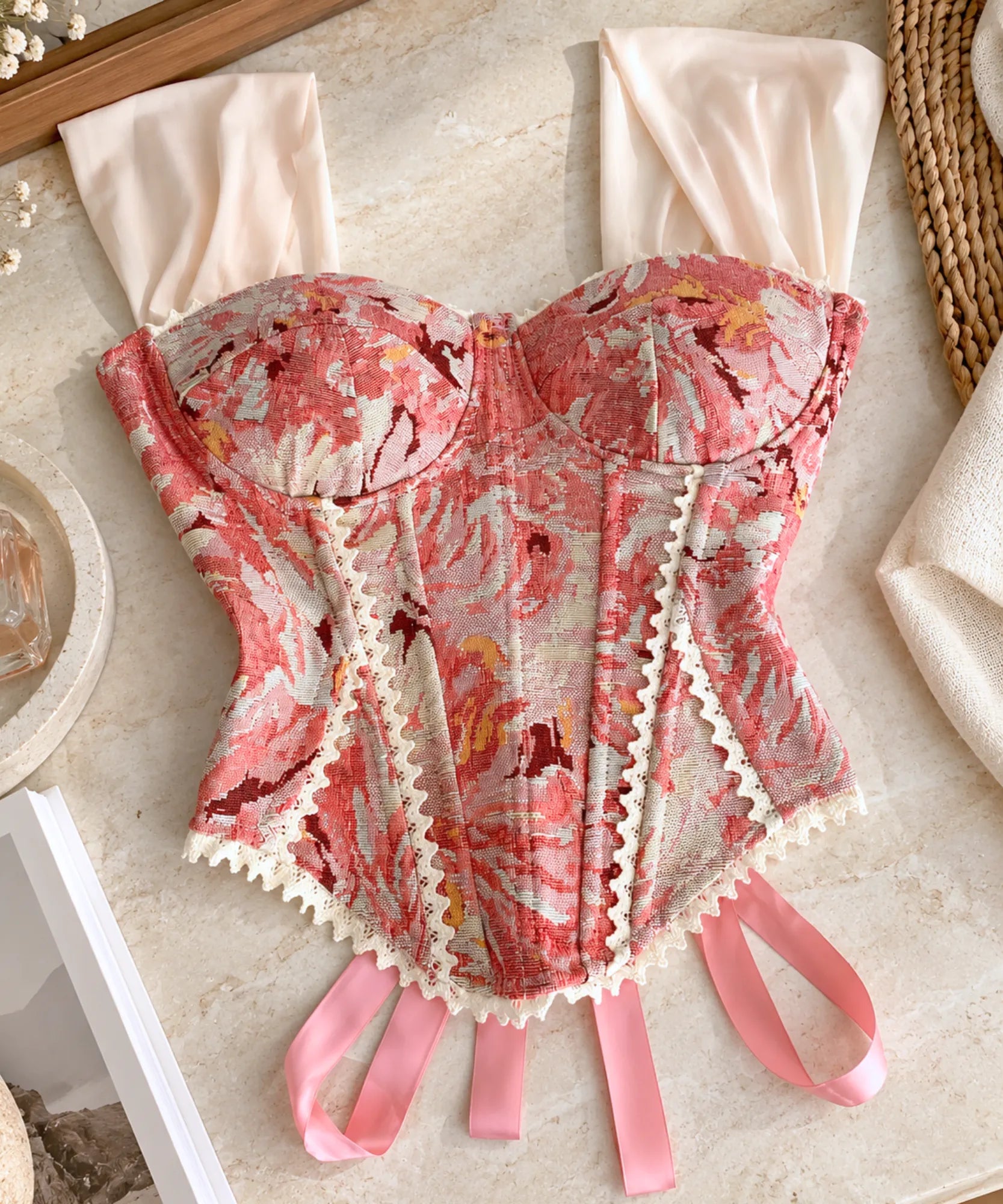 Comprar blusa corset rosa com barra em ponta barata Anellimn