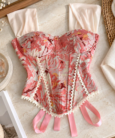 Comprar blusa corset rosa com barra em ponta barata Anellimn