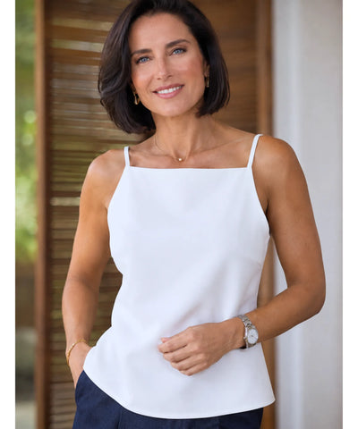 Comprar blusa de alcinha feminina branca decote quadrado em promoção Anellimn