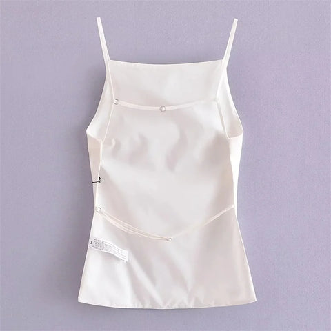 Comprar blusa de alcinha feminina branca alça regulável em promoção Anellimn