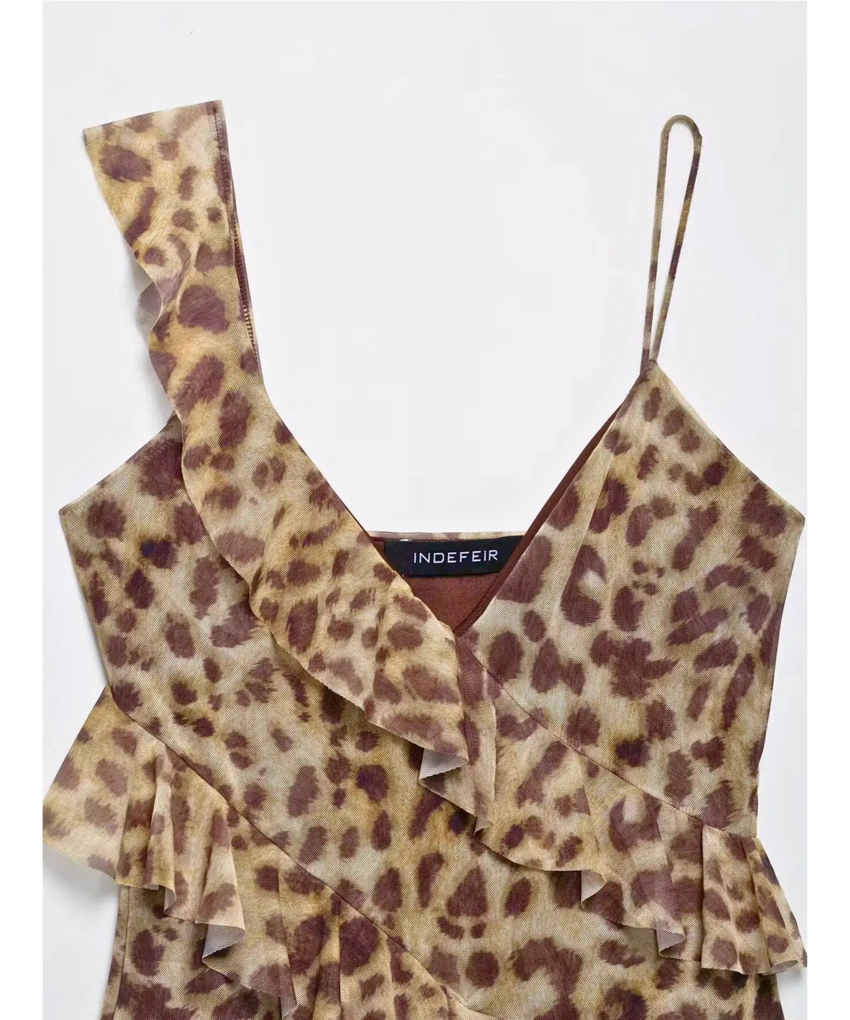 Comprar blusa de alcinha feminina oncinha com babado em promoção Anellimn