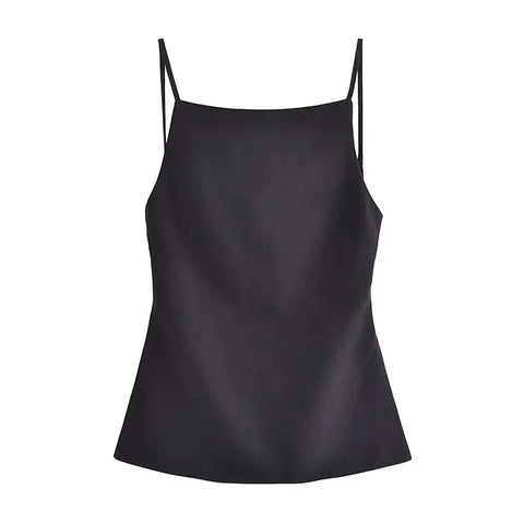 Comprar blusa de alcinha feminina preta tecido estruturado em promoção Anellimn