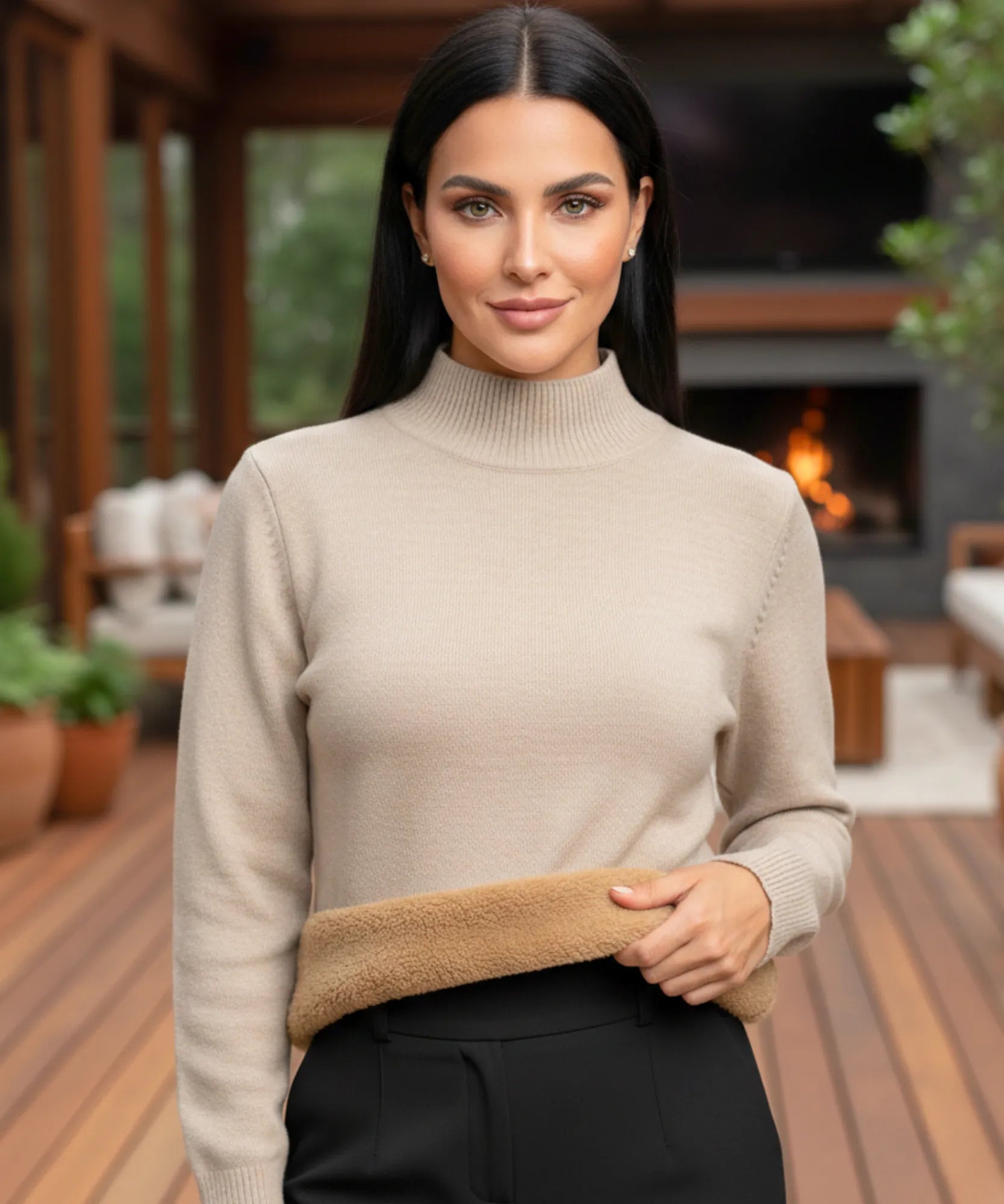 Comprar blusa de frio feminina grossa de tricot peluciada com gola alta e cashmere para inverno barato ZARA