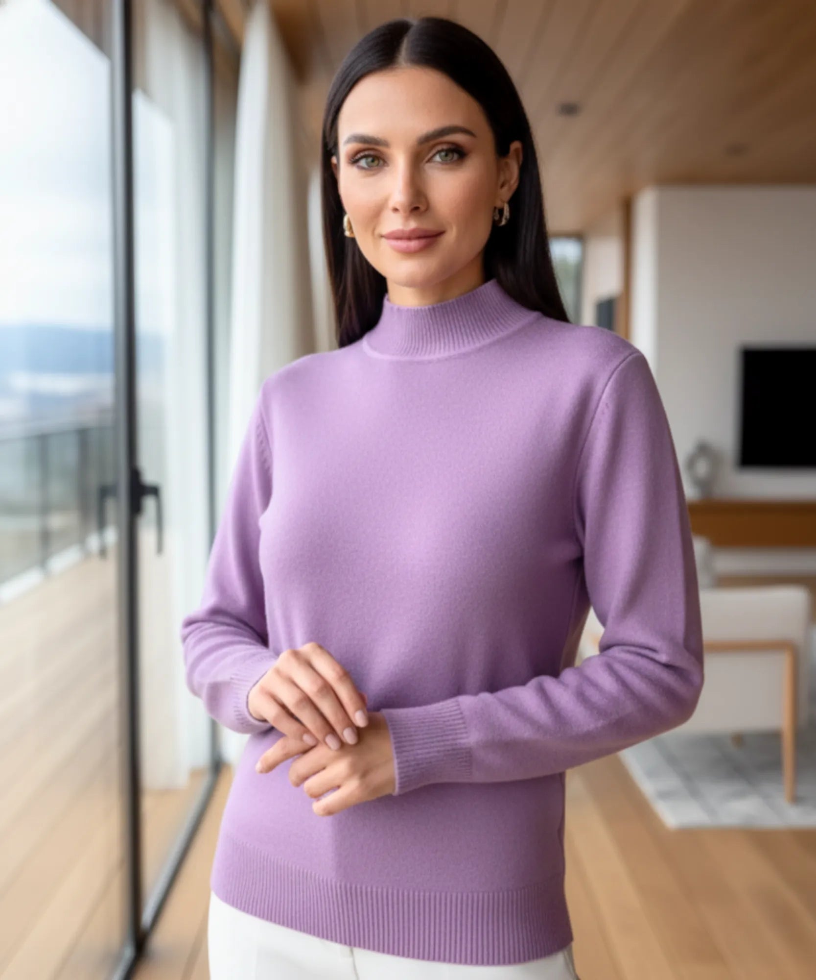 Comprar blusa de frio feminina grossa de tricot peluciada com gola alta e cashmere para inverno barato ZARA