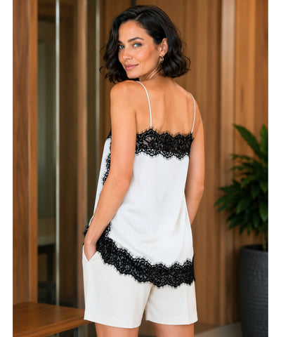 Comprar Blusa de Renda Cetim Alça Fina acabamento delicado barato em promoçao ANELLIMN