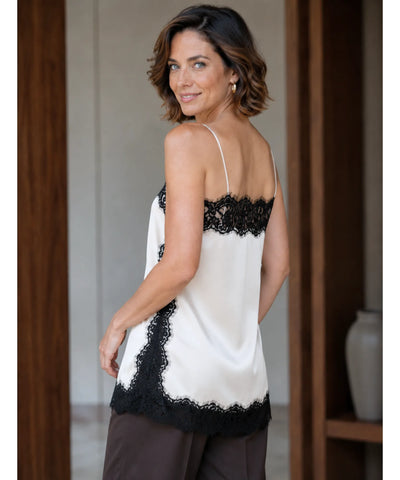 Comprar Blusa de Renda Cetim Alça Fina acabamento delicado barato em promoçao ANELLIMN