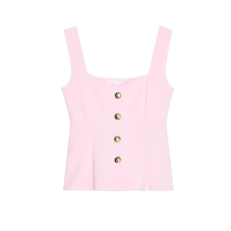 Blusa decote quadrado rosa em still de produto sobre fundo branco