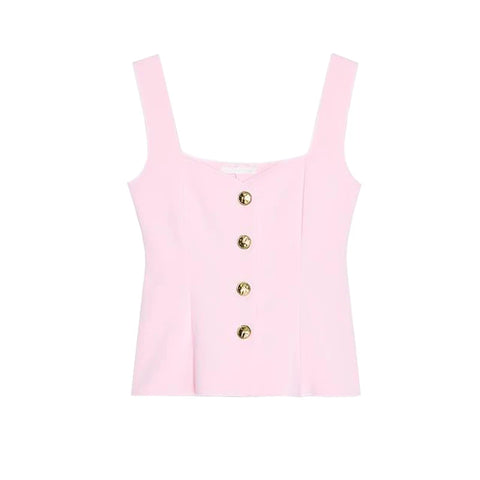 Blusa decote quadrado rosa em still de produto sobre fundo branco