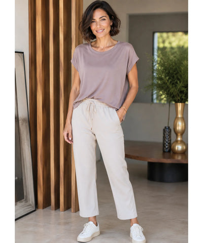 Comprar blusa feminina básica modal manga curta toque sedoso respirável casual para trabalho e uso diário em promoção ANELLIMN