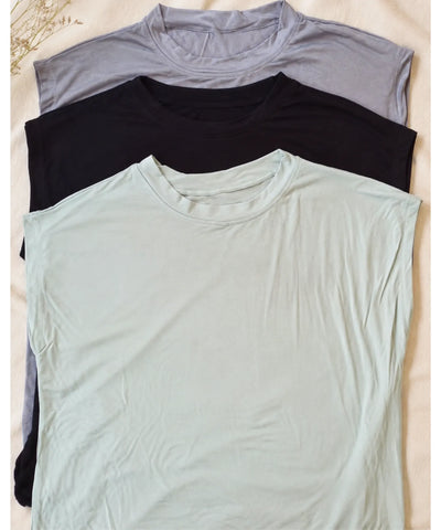 Comprar blusa feminina básica modal manga curta toque sedoso respirável casual para trabalho e uso diário em promoção ANELLIMN