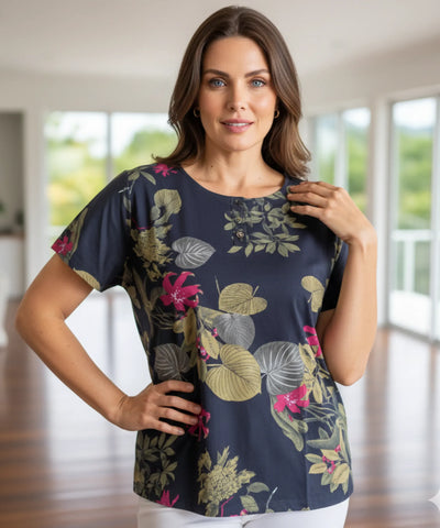 Blusa Feminina Estampada Floral Manga Curta Casual | Emi