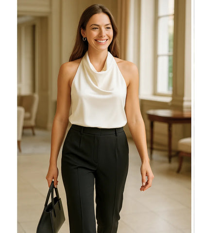 Blusa Feminina Frente Única de Cetim Elegante | Leti