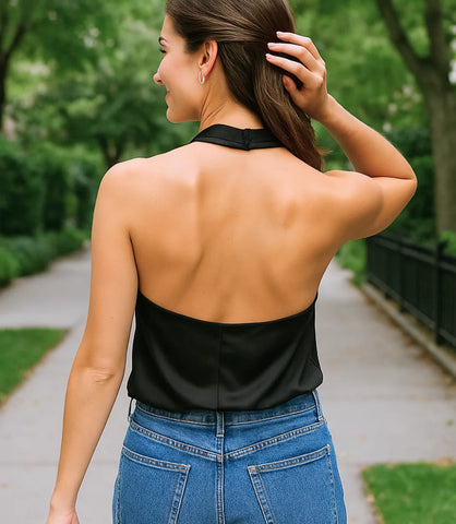 Blusa Feminina Frente Única de Cetim Elegante | Leti