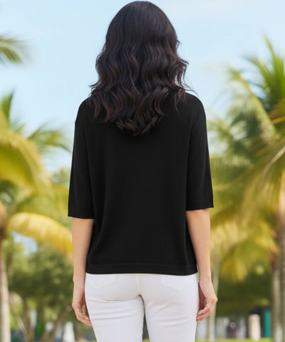 Blusa Feminina Malha Básica Canelada Manga Curta | Ladi
