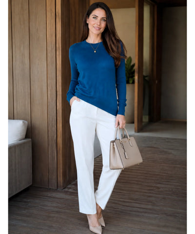 Comprar Blusa feminina de malha de lã com cashemere e manga longa elegante barato ANELLIMN