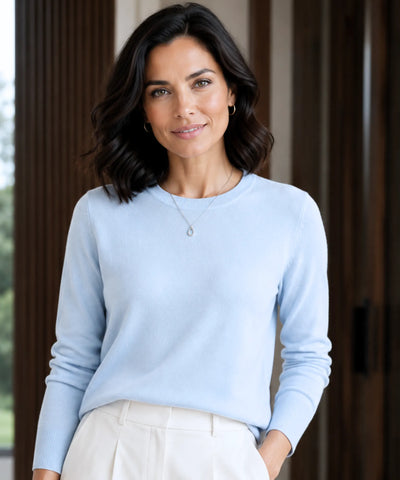 Comprar Blusa feminina de malha de lã com cashemere e manga longa elegante barato ANELLIMN