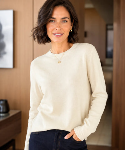 Comprar Blusa feminina de malha de lã com cashemere e manga longa elegante barato ANELLIMN