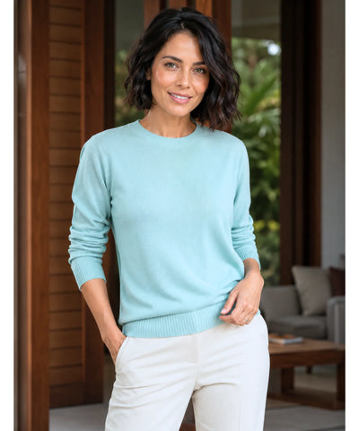 Comprar Blusa feminina de malha de lã com cashemere e manga longa elegante barato ANELLIMN