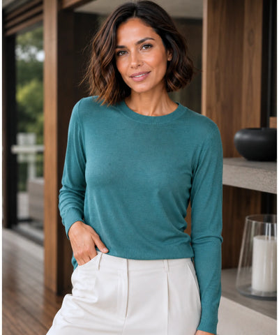 Comprar Blusa feminina de malha de lã com cashemere e manga longa elegante barato ANELLIMN