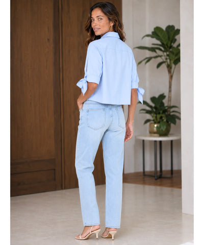 Comprar blusa feminina manga longa laço amarração solta elegante social trabalho listrada básica casual verão em promoção ANELLIMN