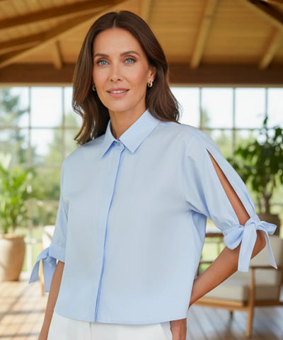 Comprar blusa feminina manga longa laço amarração solta elegante social trabalho listrada básica casual verão em promoção ZARA