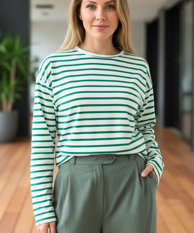 Comprar blusa feminina manga longa listrada algodão básica casual confortável em promoção ZARA
