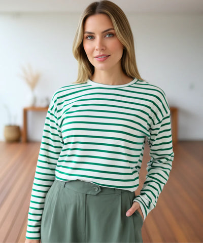 Comprar blusa feminina manga longa listrada algodão básica casual confortável em promoção ZARA
