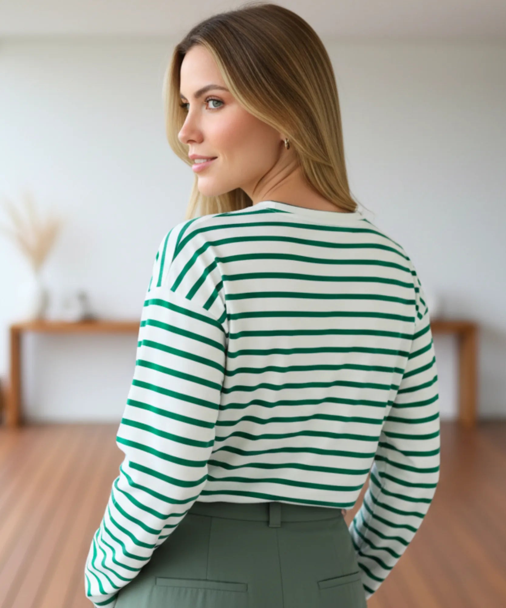 Comprar blusa feminina manga longa listrada algodão básica casual confortável em promoção ZARA

