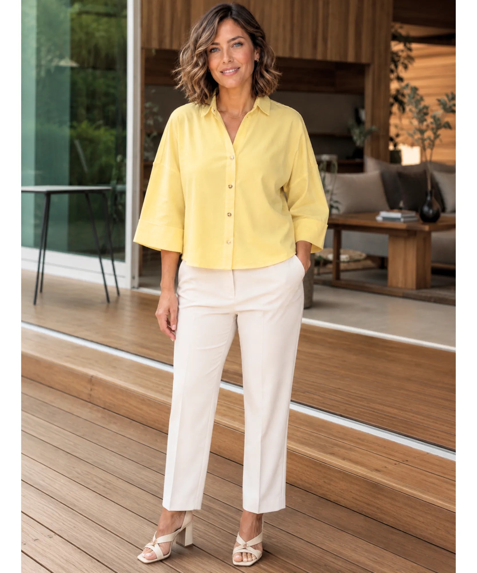 Comprar blusa feminina manga longa algodão linho modelagem ampla casual trabalho barato ou em promoção ANELLIMN