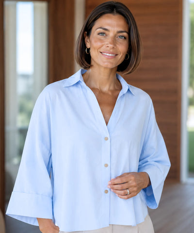 Comprar blusa feminina manga longa algodão linho modelagem ampla casual trabalho barato ou em promoção ANELLIMN
