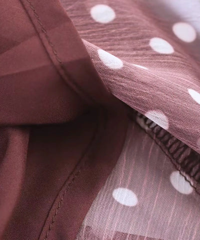 Comprar blusa feminina marrom com estampa de poá frente única amarração transparente elegante barato ou em promoção ZARA
