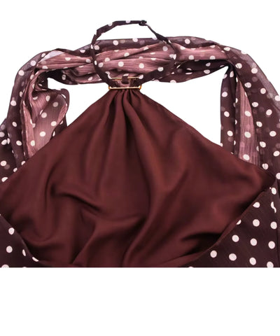 Blusa Feminina Marrom Poá Frente Única Elegante | Vicki