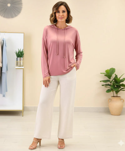 Blusa Feminina Modal com Capuz Oversized Manga Longa |  Jislov