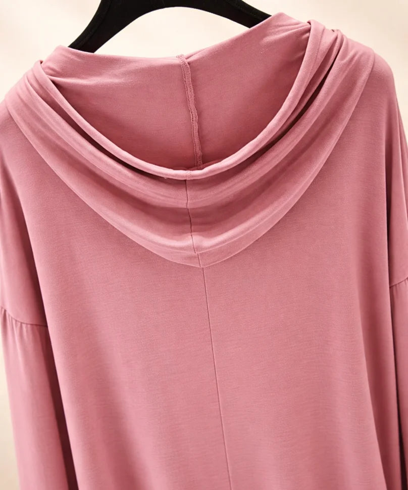 Comprar Blusa feminina modal manga longa com capuz oversized confortável respirável barato