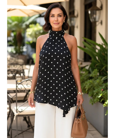 Blusa Feminina Preta Assimétrica Frente Única Elegante | Nise