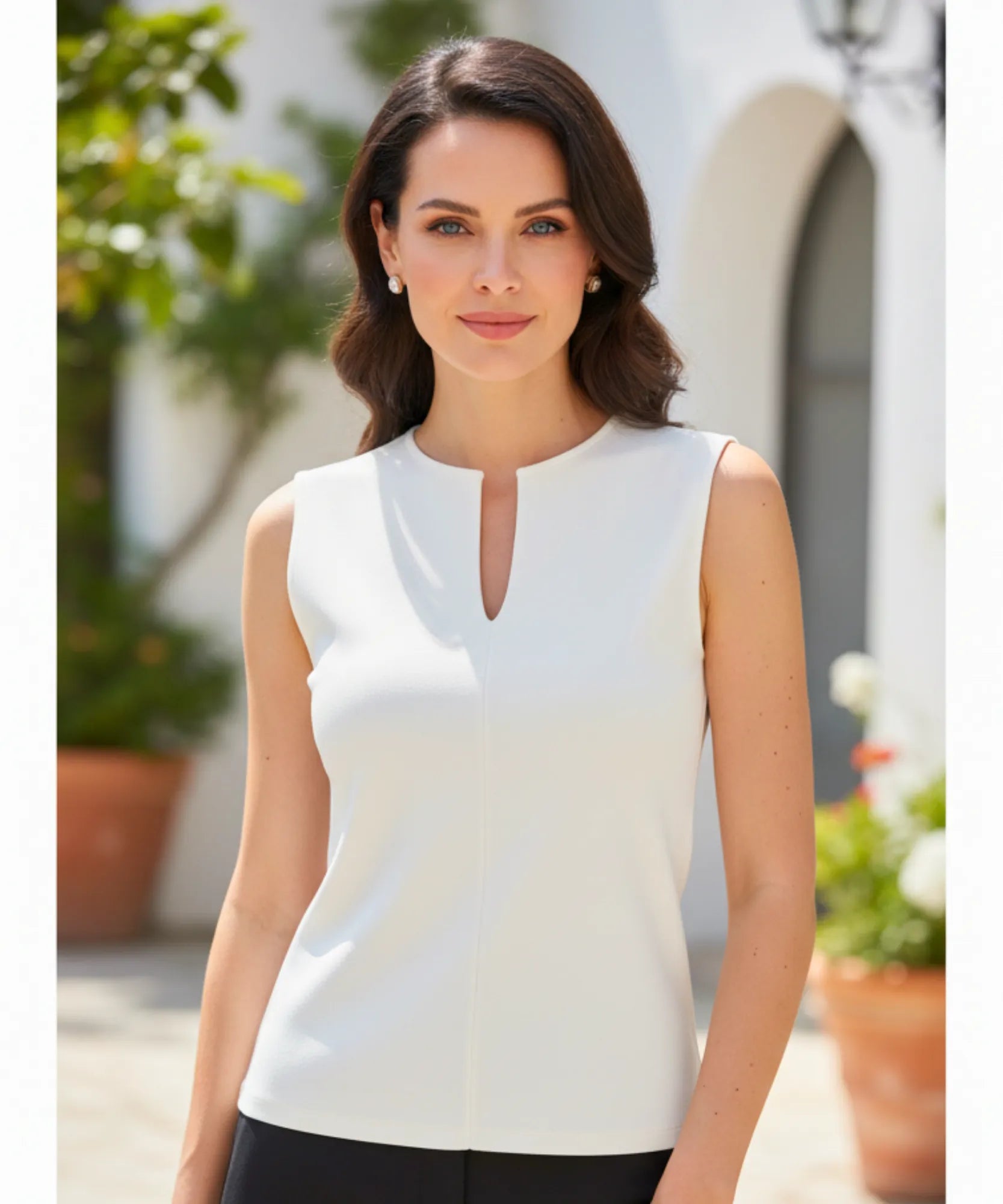 Comprar blusa feminina regata branco canelada viscose elegante trabalho social barato em promoção ZARA