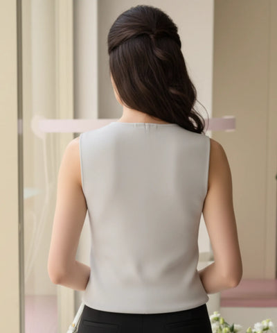 Comprar blusa feminina regata cinza canelada viscose elegante trabalho social barato em promoção ZARA
