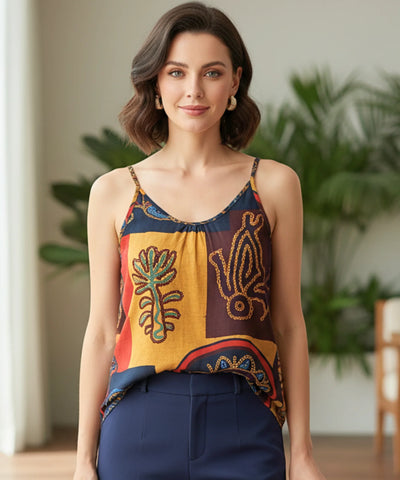 Comprar blusa feminina regata estampada com alças em algodão leve fluida para verão e casual em promoção