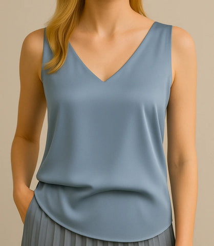 Blusa Feminina Social de Cetim Decote V Elegante | Liam