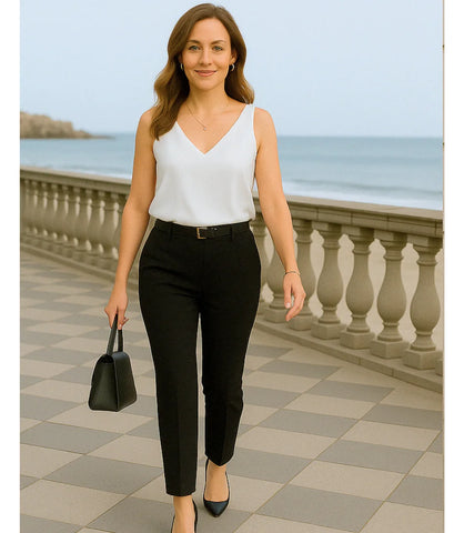 Blusa Feminina Social de Cetim Decote V Elegante | Liam