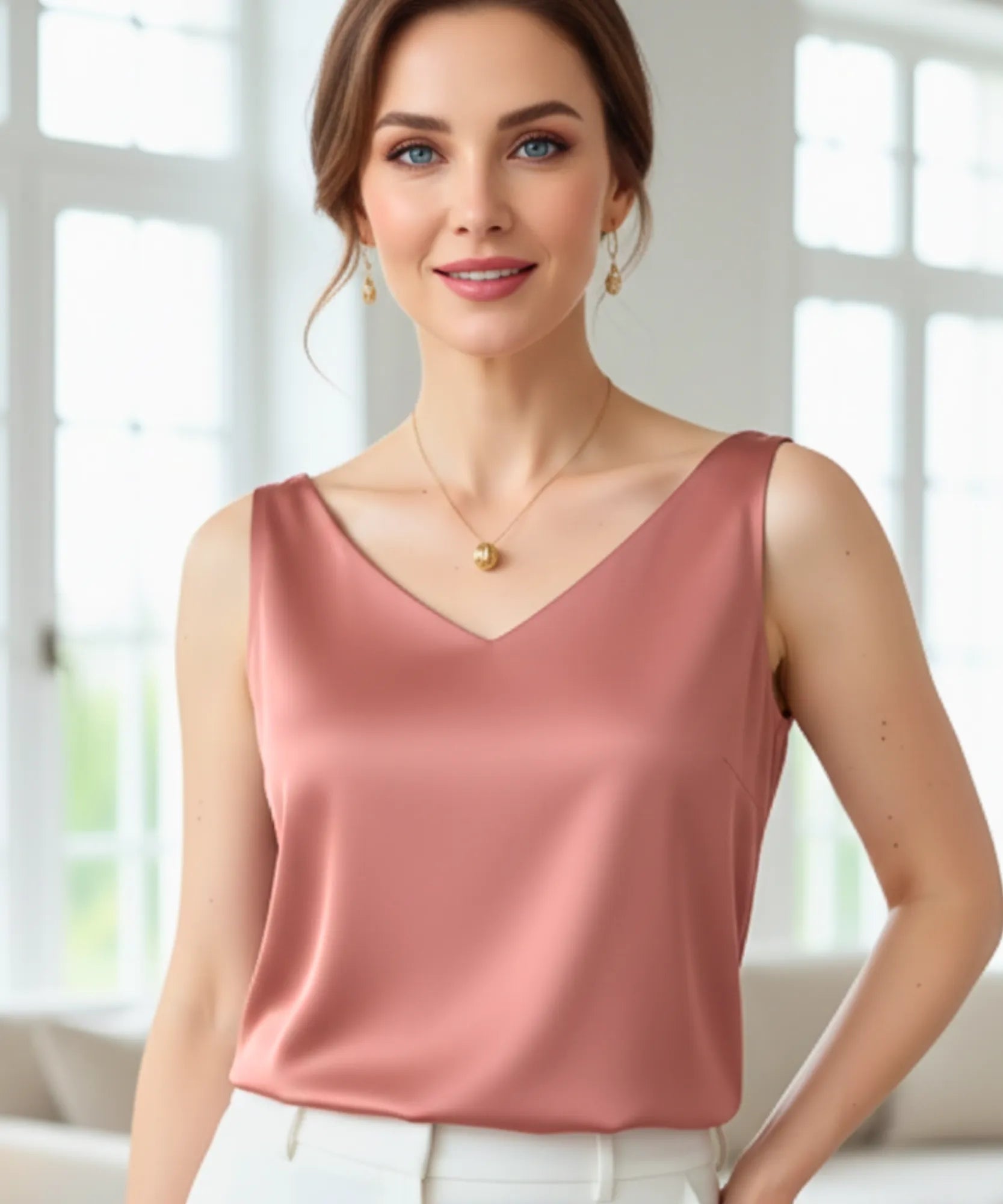Comprar blusa feminina social de cetim rosa com decote para looks sofisticados de trabalho ou eventos noturnos barato ZARA

