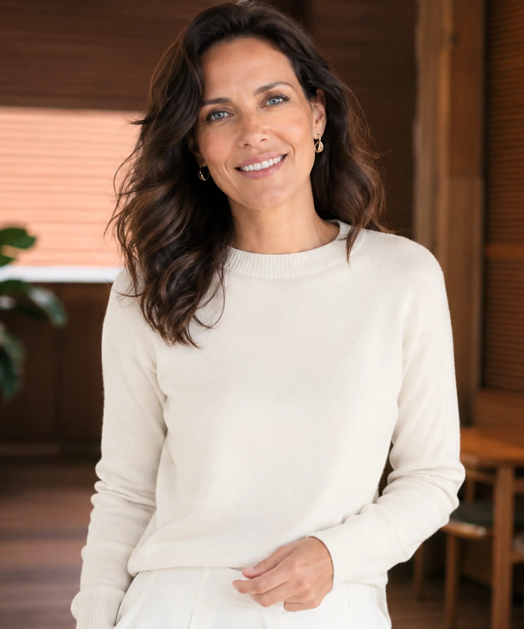 Comprar blusa feminina de tricot cashmere grossa elegante com tecido térmico outono inverno barato e em promoção ANELLIMN