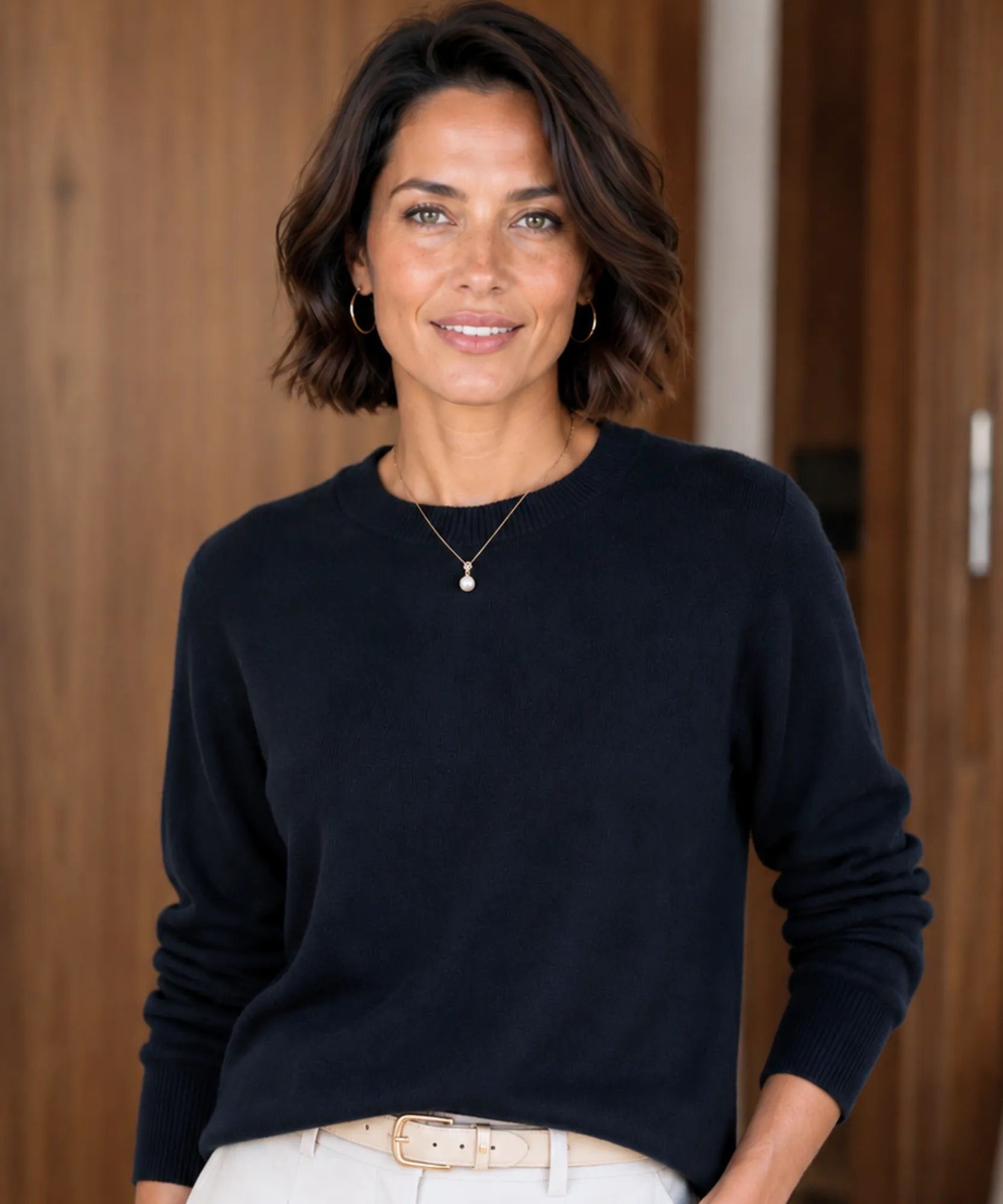 Comprar blusa feminina de tricot cashmere grossa elegante com tecido térmico outono inverno barato e em promoção ANELLIMN