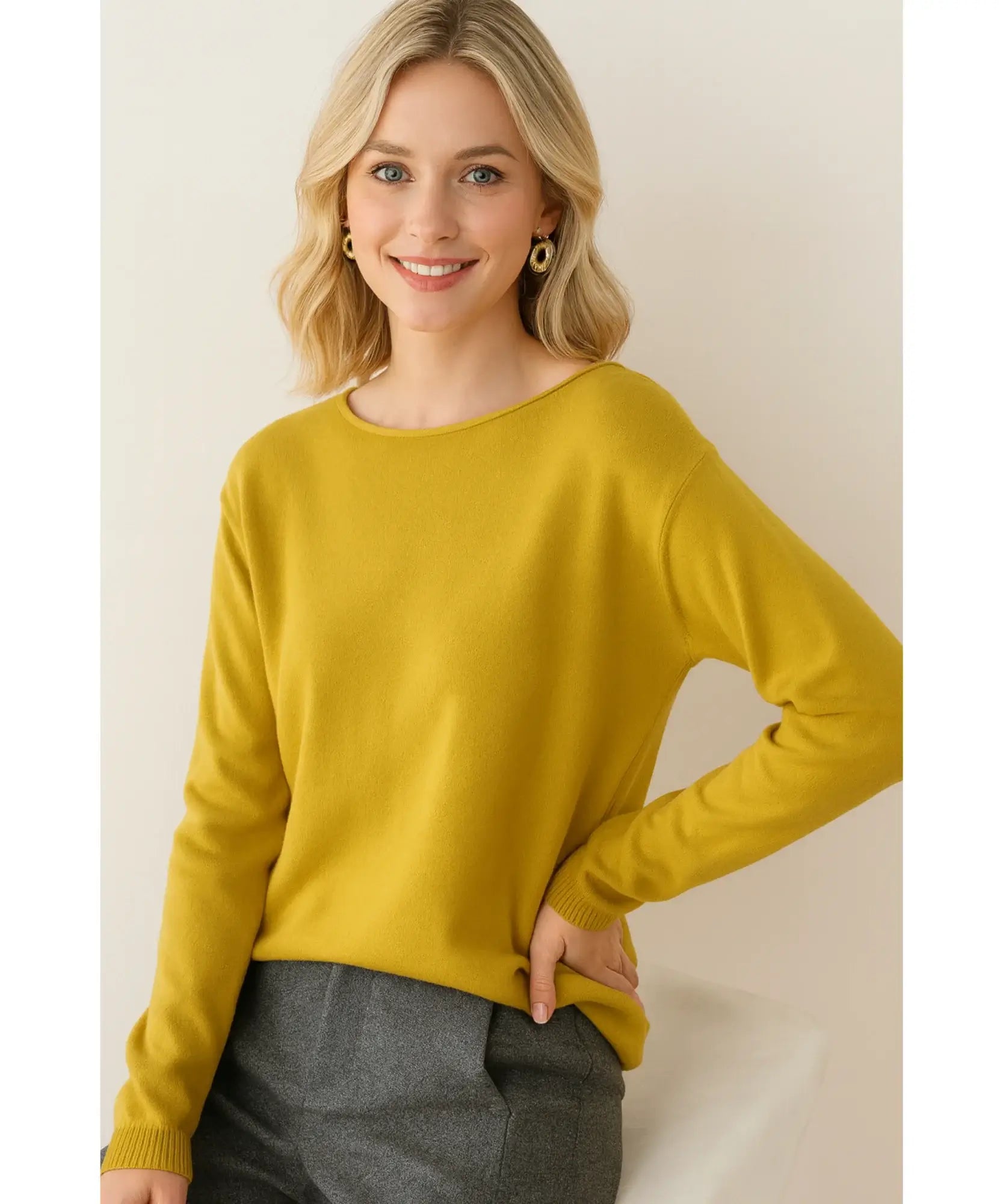 Comprar blusa feminina tricot manga longa elegante confortável trabalho casual barato promoção zara