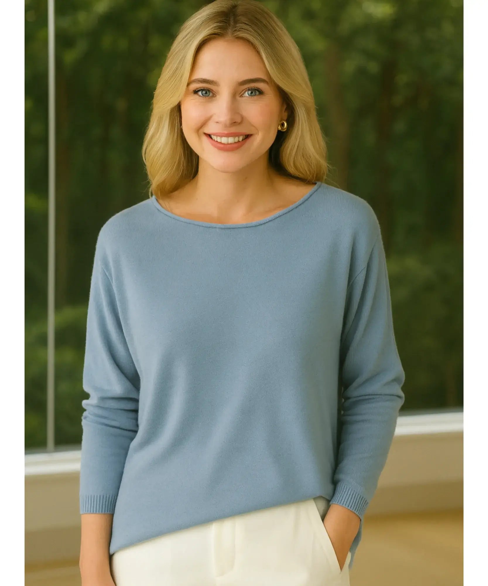 Comprar blusa feminina tricot manga longa elegante confortável trabalho casual barato promoção zara