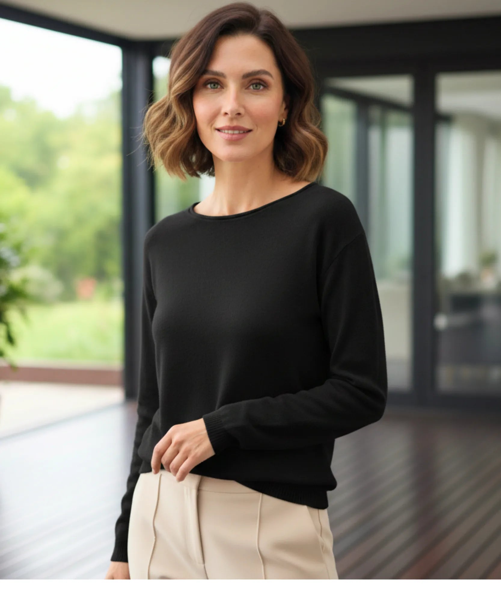 Comprar blusa feminina tricot manga longa elegante confortável trabalho casual barato promoção zara