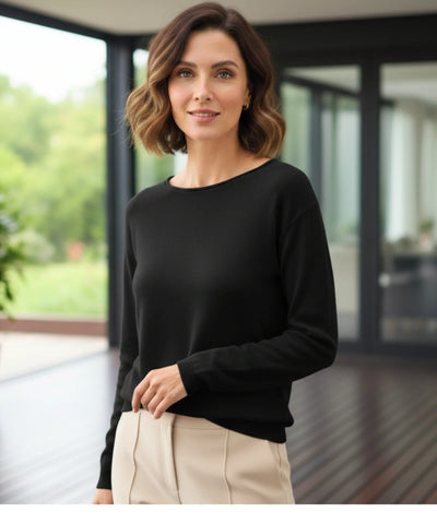 Comprar blusa feminina tricot manga longa elegante confortável trabalho casual barato promoção zara