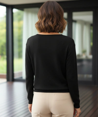 Comprar blusa feminina tricot manga longa elegante confortável trabalho casual barato promoção zara